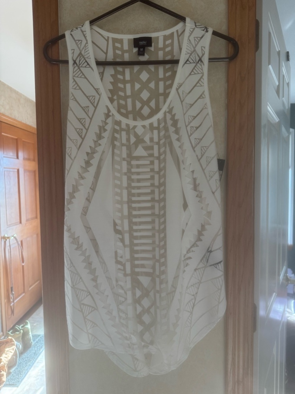 White Geometric Tank Top - Womens